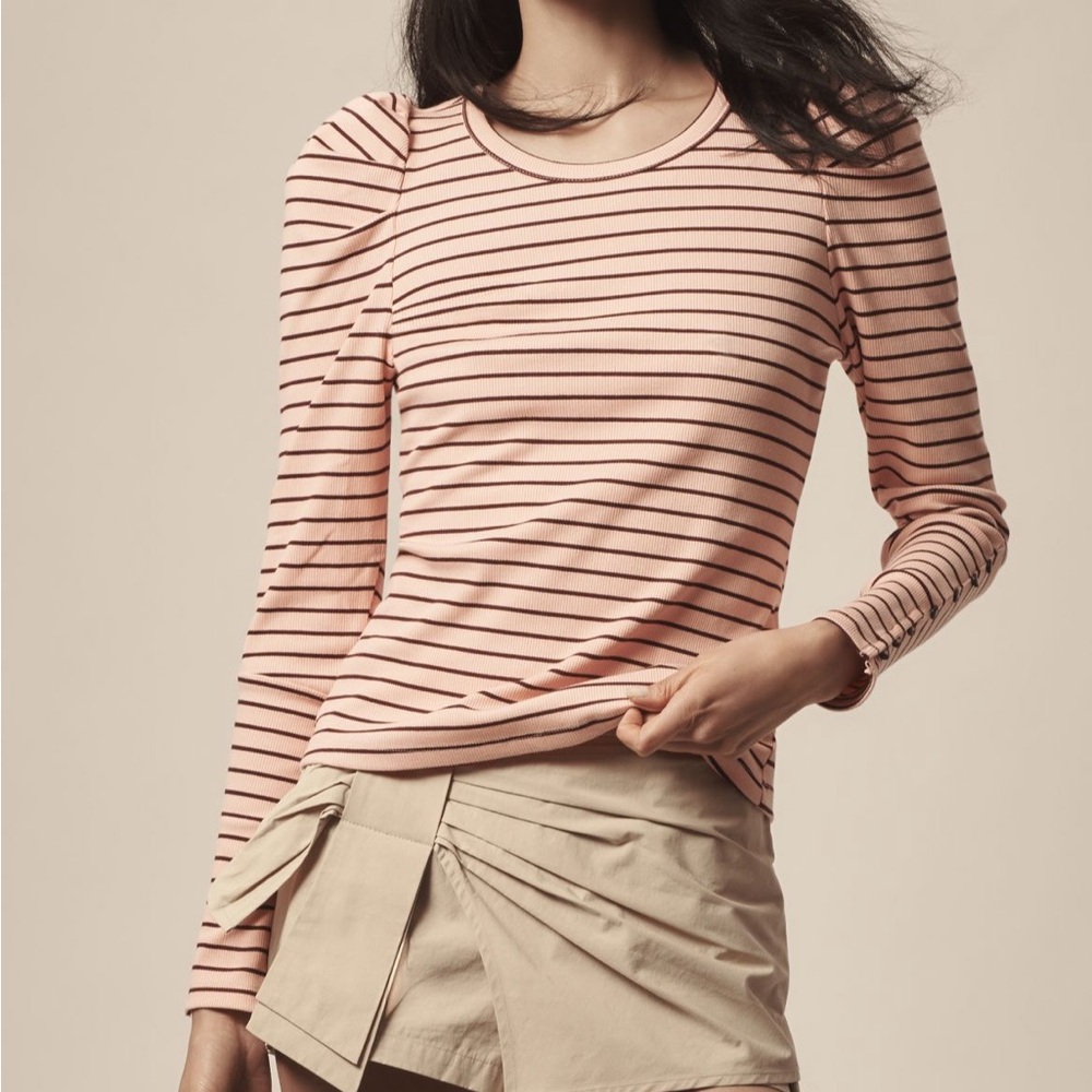 Anthropologie Pink Fitted Long Sleeve T-Shirt